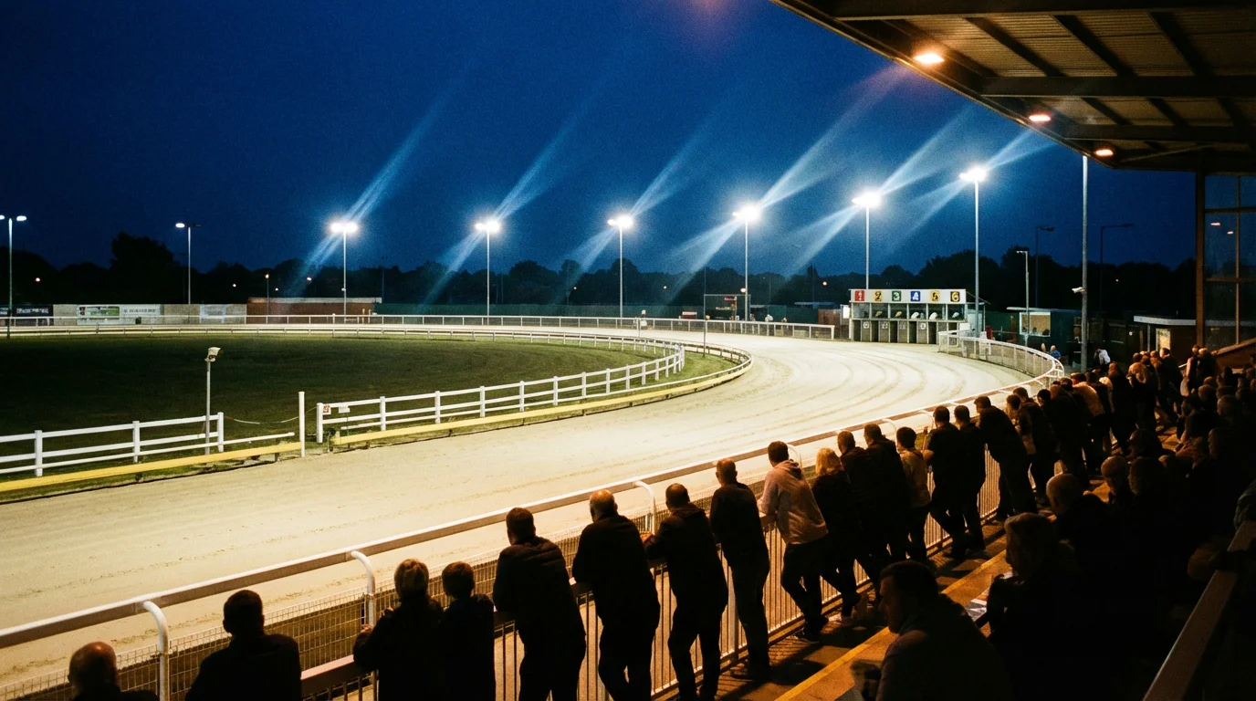 Doncaster Greyhound Stadium at Meadow Court on race night